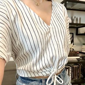 Zara Cute Striped Cinched-front top 🤍